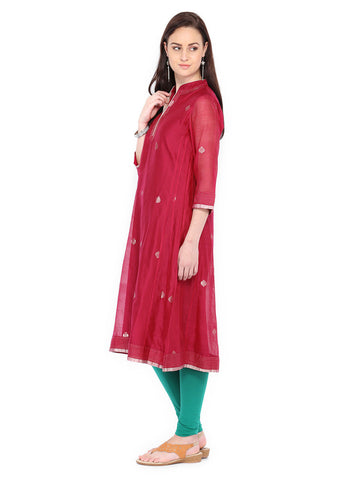 Fabindia Women Pink Chanderi Kurta