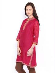 Fabindia Women Pink Chanderi Kurta