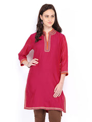 Fabindia Women Pink Chanderi Kurta