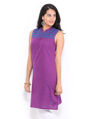 Fabindia Women Purple Applique Kurta