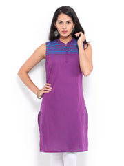 Fabindia Women Purple Applique Kurta