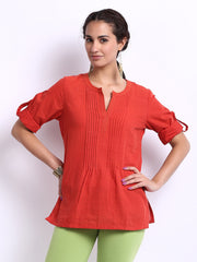 Fabindia Women Red Khadi Kurti