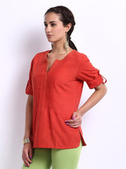 Fabindia Women Red Khadi Kurti