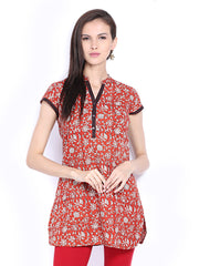 Fabindia Women Rust Red &amp; Beige Printed Tunic