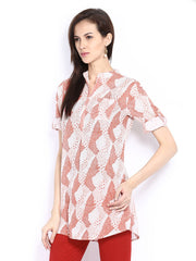 Fabindia Women Rust Orange Printed Kurti