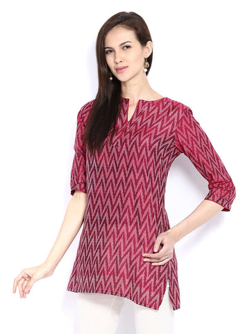 Fabindia Women Magenta Silk Kurti