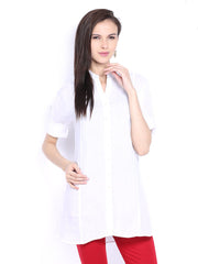Fabindia Women White Linen Blend Tunic