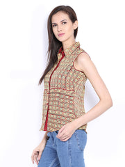 Fabindia Women Yellow &amp; Maroon Casual Shirt