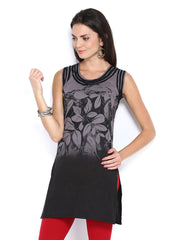 Fabnesia Women Grey &amp; Black Printed Kurti