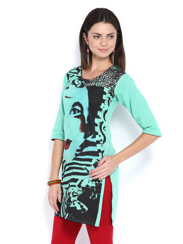 Fabnesia Women Green Printed Kurti
