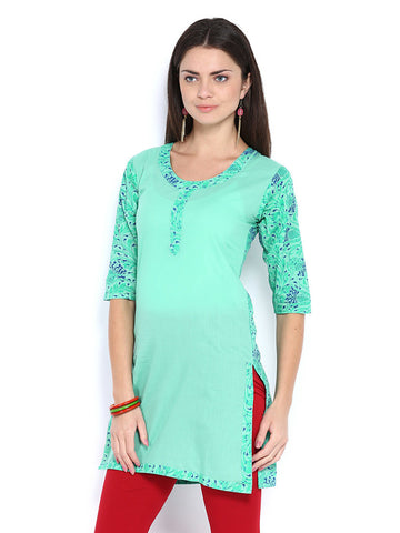 Fabnesia Women Green Printed Kurti