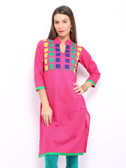 Fabnesia Women Pink Embroidered Kurta