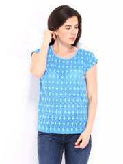 Fame Forever Women Blue Printed Top