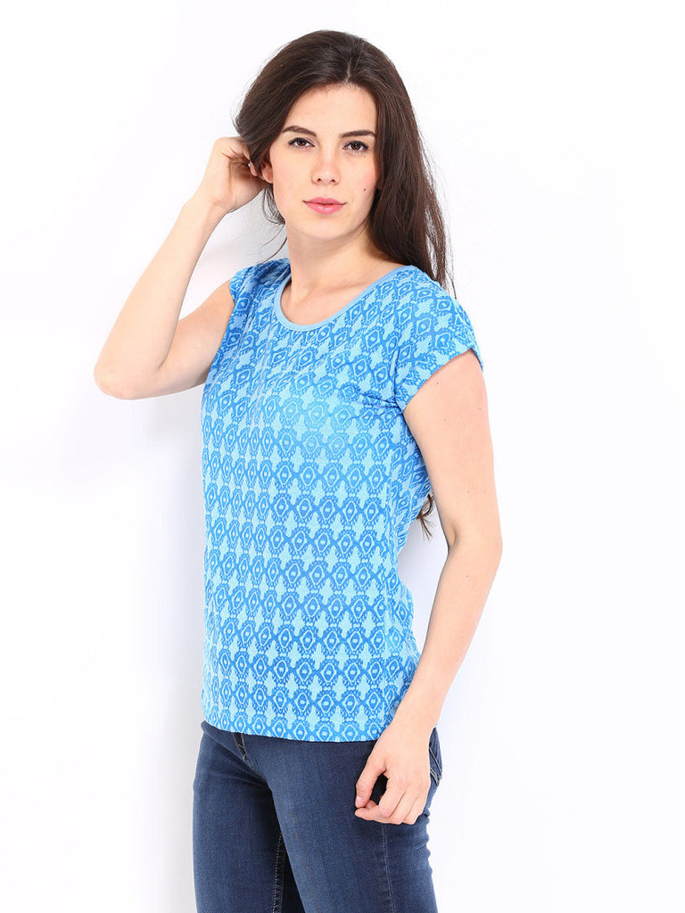 Fame Forever Women Blue Printed Top