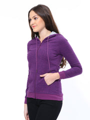 Fame Forever Women Purple Printed Hooded Sweatshirt