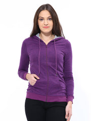 Fame Forever Women Purple Printed Hooded Sweatshirt