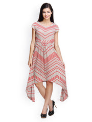 Famous by Payal Kapoor Beige &amp; Red Printed Dress