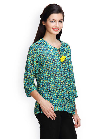 Famous by Payal Kapoor Women Green Printed Top