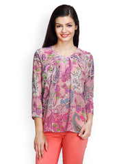Famous by Payal Kapoor Women Pink Printed Top
