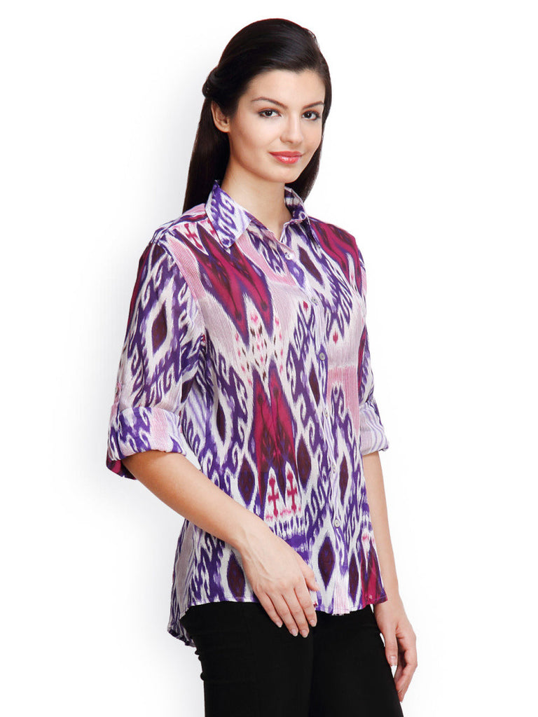 Famous by Payal Kapoor Women Purple Printed Shirt