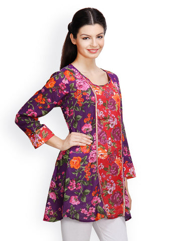 Famous by Payal Kapoor Women Violet Printed Tunic