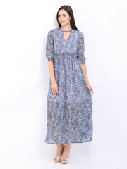 Femella Blue &amp; White Snake Print Maxi Dress