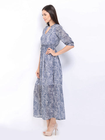 Femella Blue &amp; White Snake Print Maxi Dress