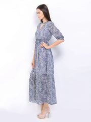 Femella Blue &amp; White Snake Print Maxi Dress