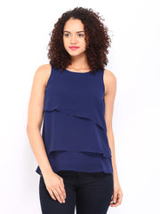 Femella Women Blue Tier Top