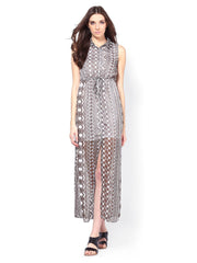 Femella Olive Green Printed Maxi Dress