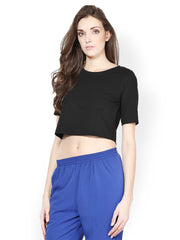 Femella Women Black Crop Top