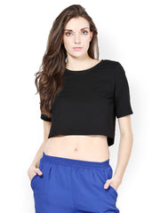 Femella Women Black Crop Top