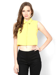 Femella Women Yellow Crop Top