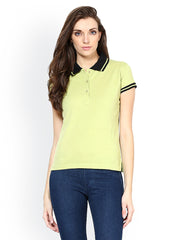 Femella Women Lime Green Polo T-shirt