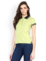 Femella Women Lime Green Polo T-shirt