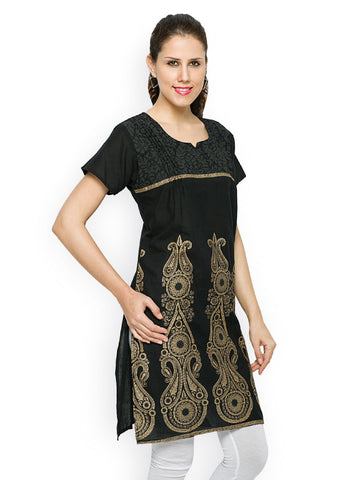 Feminista Women Black Printed Kurti