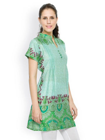 Feminista Women Green Printed Kurti
