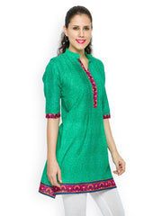 Feminista Women Green Printed Kurti
