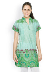 Feminista Women Green Printed Kurti