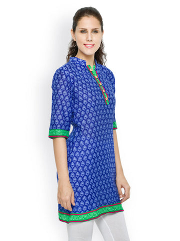 Feminista Women Blue Printed Kurti