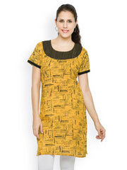 Feminista Women Yellow Printed Kurti