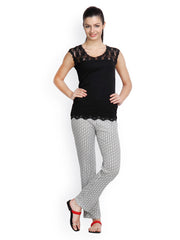 Floret Women Black &amp; White Lounge Set 013B