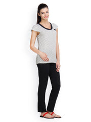 Floret Women Black &amp; White Lounge Set 020
