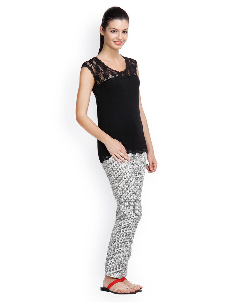 Floret Women Black &amp; White Lounge Set 013B
