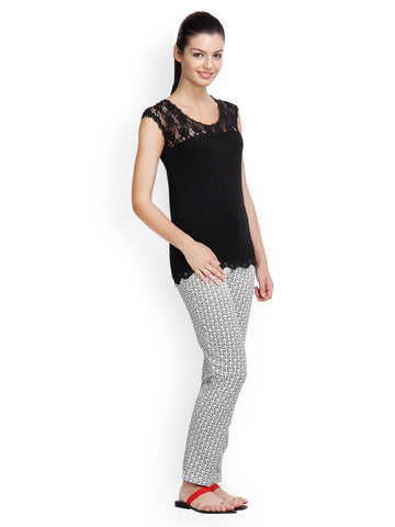 Floret Women Black &amp; White Lounge Set 013B