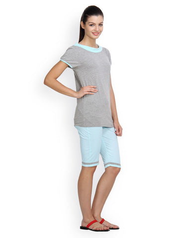 Floret Women Blue &amp; Grey Lounge Set 012