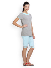 Floret Women Blue &amp; Grey Lounge Set 012