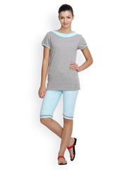 Floret Women Blue &amp; Grey Lounge Set 012