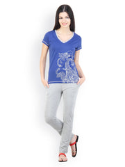 Floret Women Blue &amp; Grey Lounge Set 035