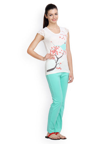 Floret Women Blue &amp; White Lounge Set 002